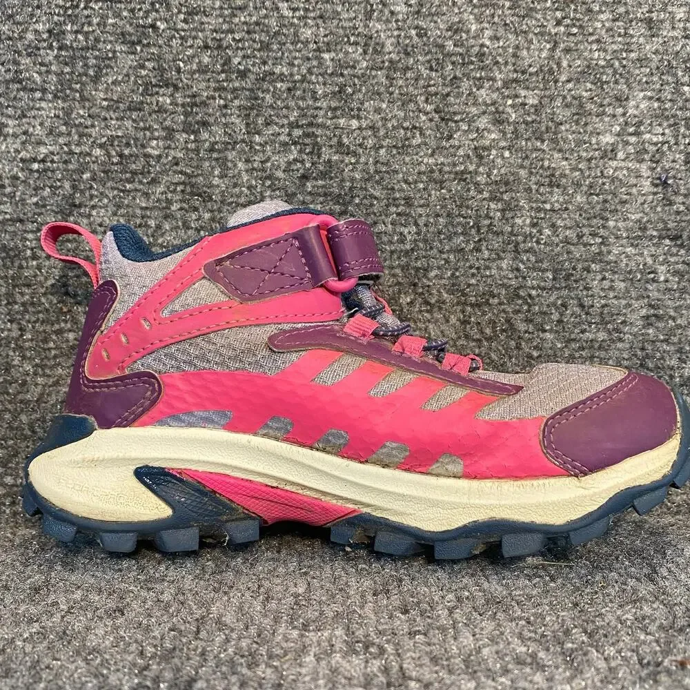 Merrell Moab Pink Purple Speed 2 Mid A/C Waterproof Hiking Boots Sneaker Kids 13